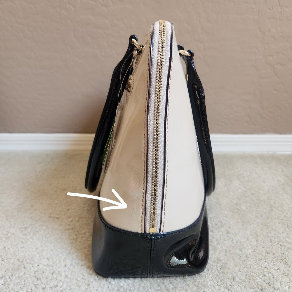 NWT Kate Spade Rachelle Wellesley Patent Leather Satchel--Cream and Black - Picture 5 of 16